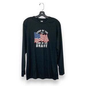 Patriotic Long Sleeve Shirt Land of the free home of the Brave Black L NWOT